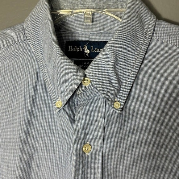 Ralph Lauren Blake Mens Large Blue Gingham Cotton Button Down Long Sleeve Shirt - Picture 4 of 12